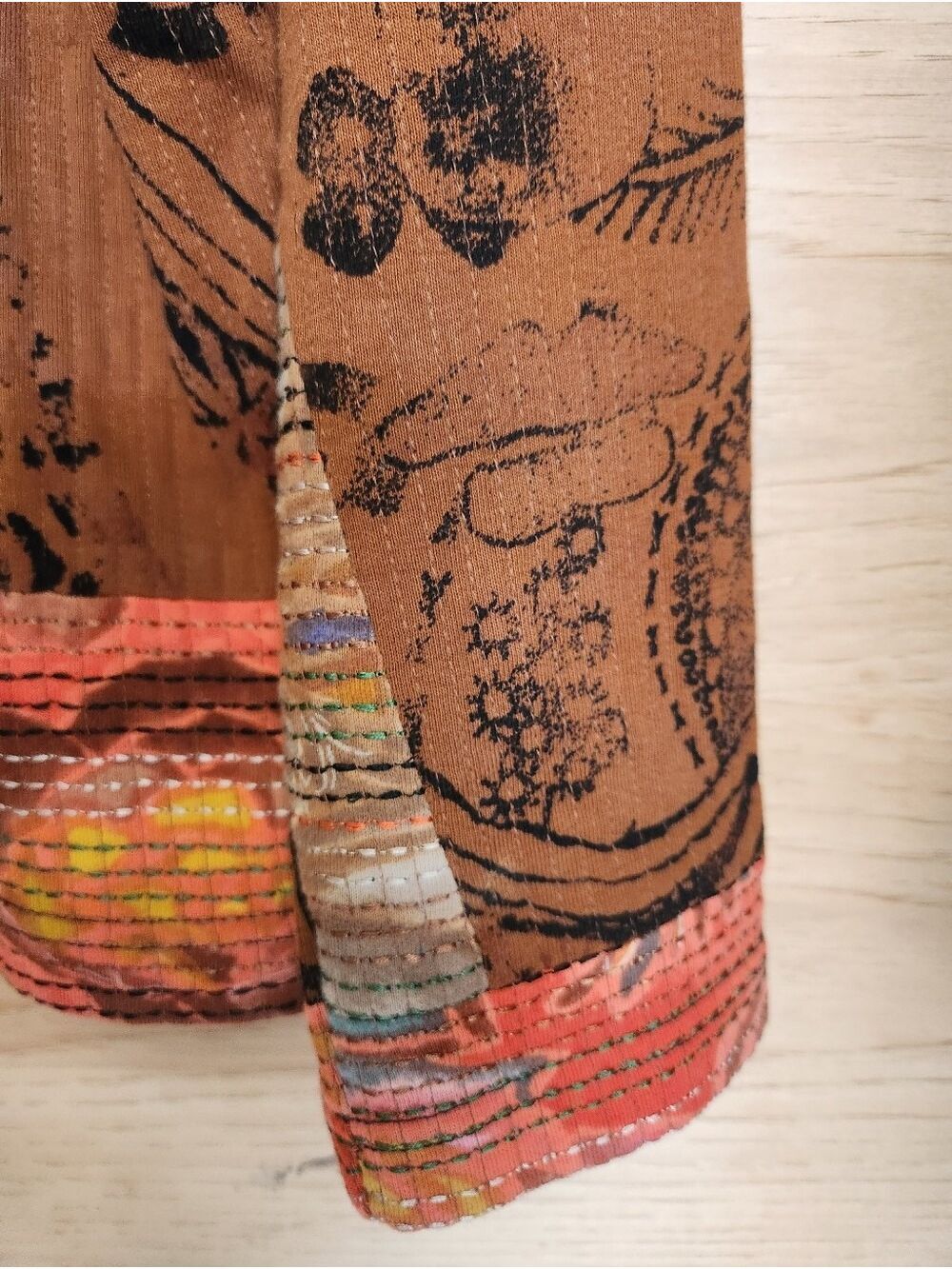 VINTAGE CHICO'S 90s ART TO WEAR KANTHA EMBROIDERED COTTON JACKET S/M SIZE 1 - Picture 10 of 11
